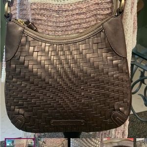 Cole Haan Crossbody Bronze Leather Woven Bag in Amazing Condition!